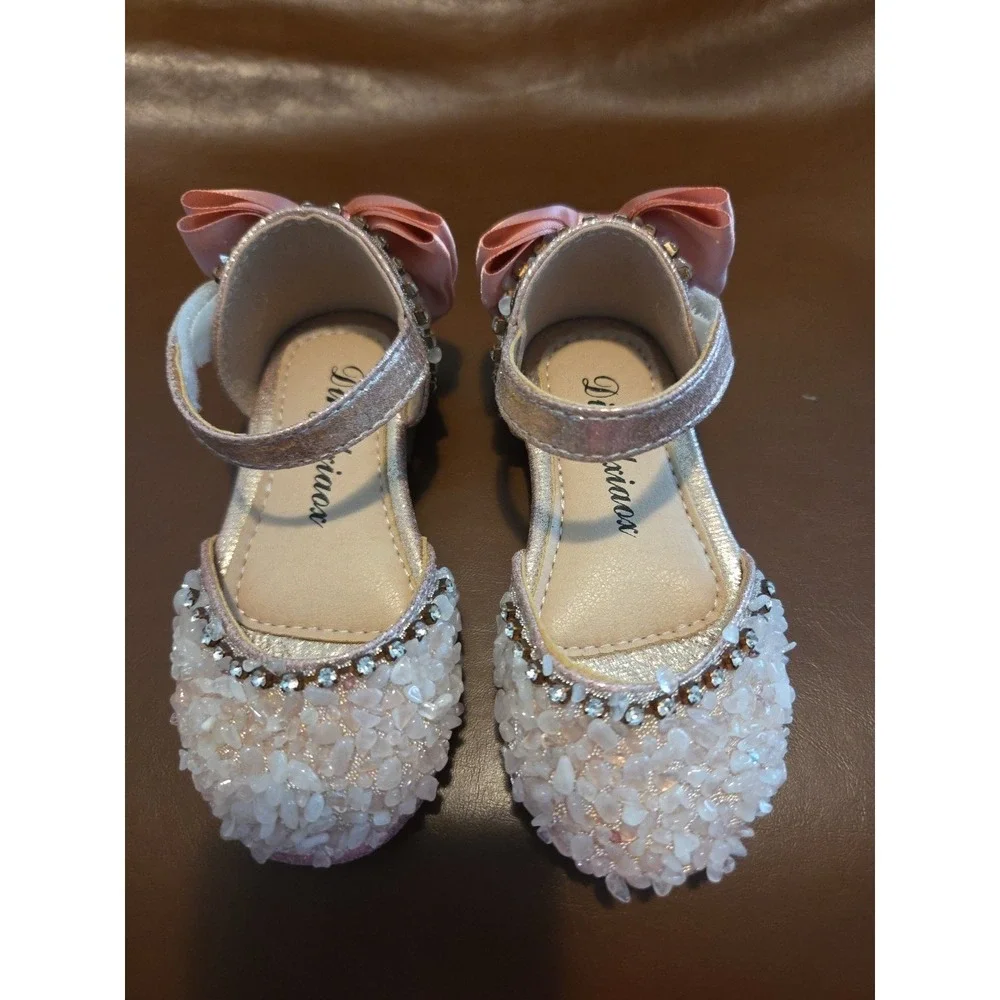 DINGDXIAOX RIBBON GLITTER Pink BABY TODDLER SHOES SANDALS Size 6.5‎ US 22 EUR